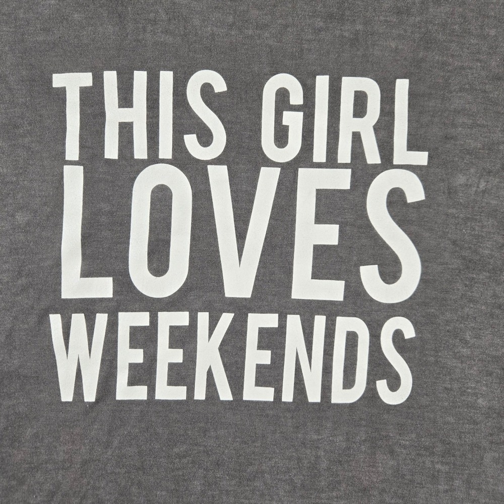 Altard State Graphic Tee Womens XL Gray This Girl Loves Weekends Viscose Blend